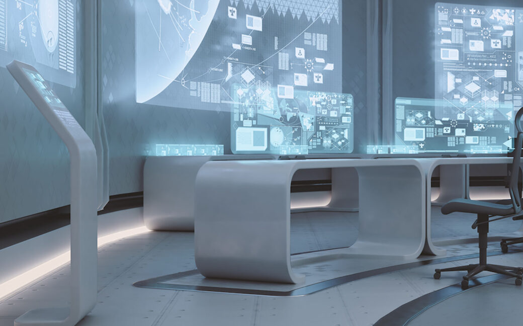 Futuristic command-and-control room