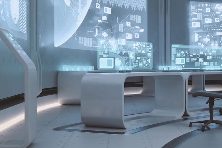 Futuristic command-and-control room