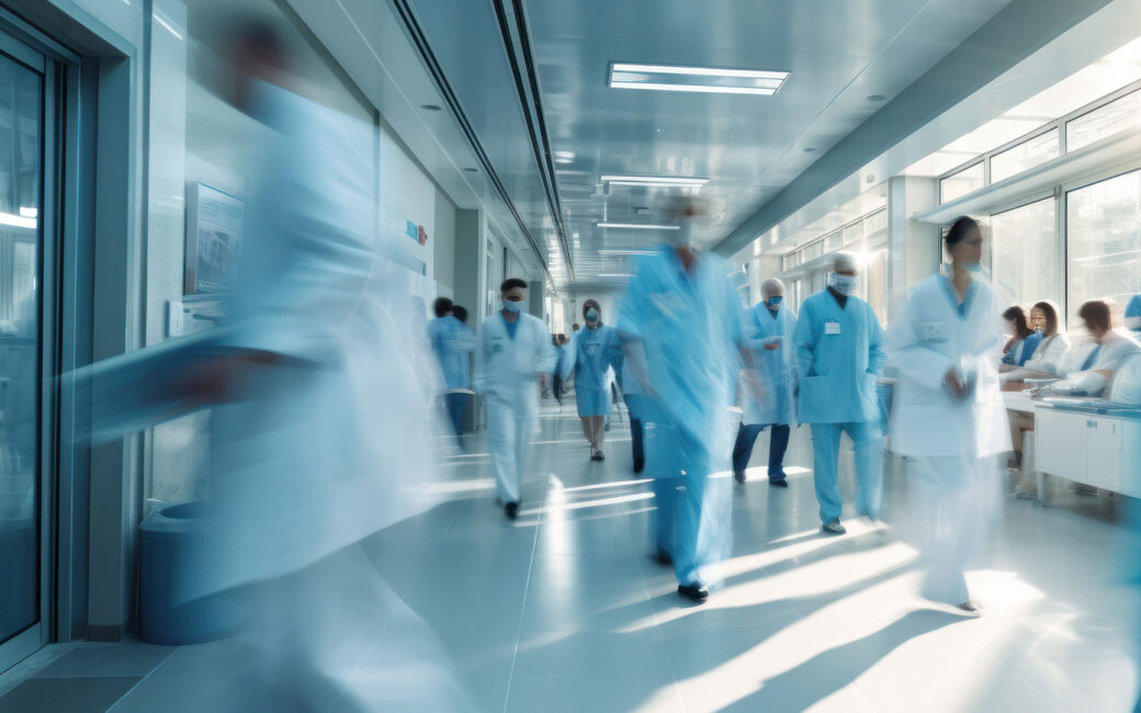 Blurred medical professionals