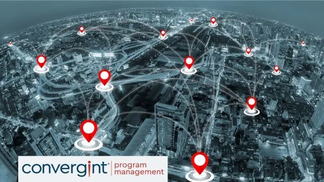 Illustration of multiple pins connecting different locations in a city