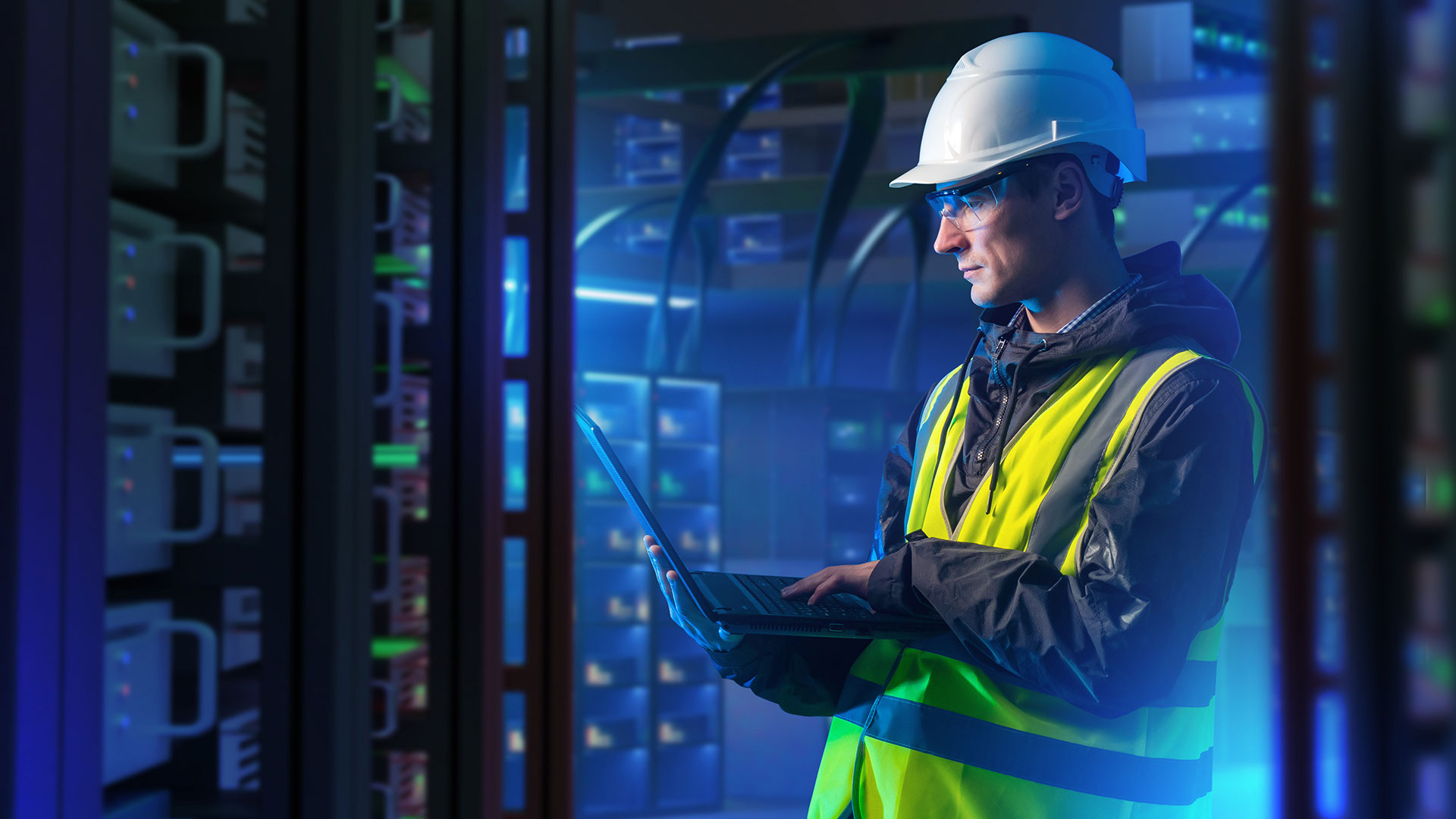 Employee in a mechanical room