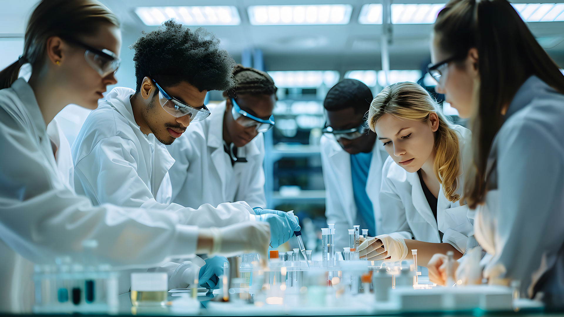 Student in a research lab