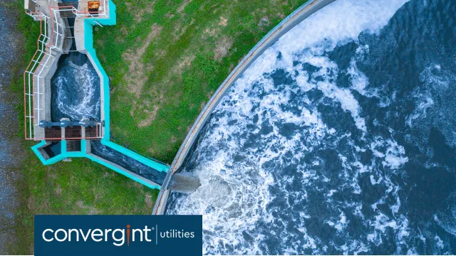Birds eye view of a wastewater treatment facility