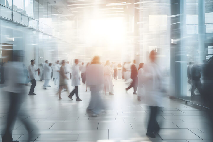 abstract blurred image of doctor and patient people in hospital