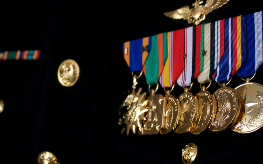 Marine officer medals on dress uniform