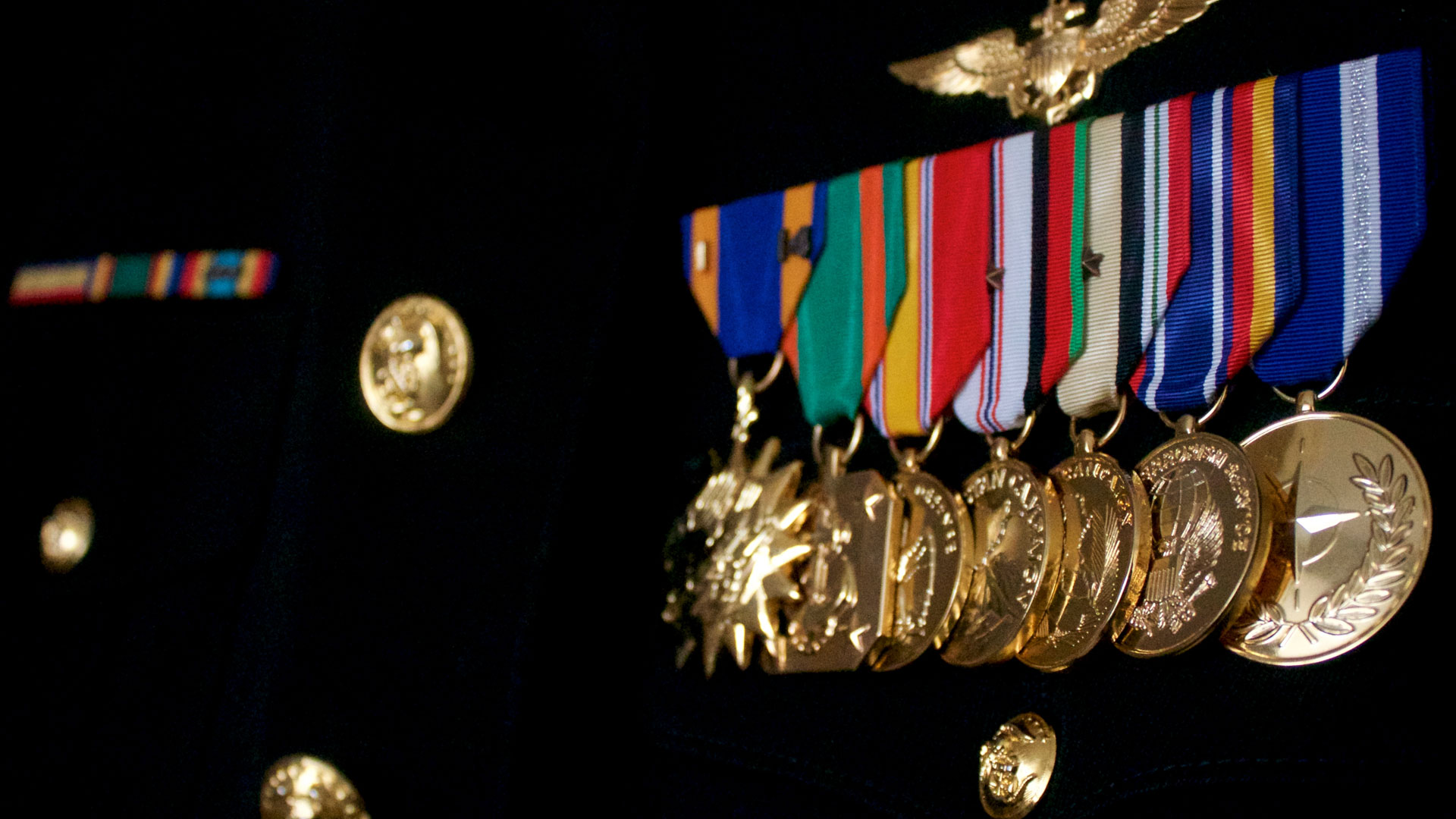 Marine officer medals on dress uniform