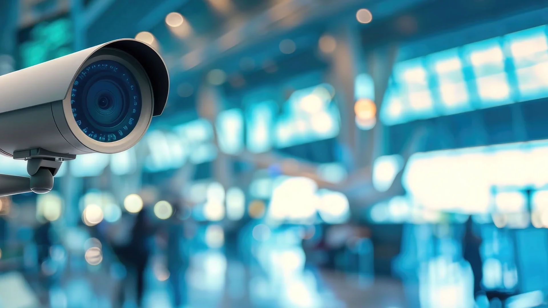 an interior security camera at an airport