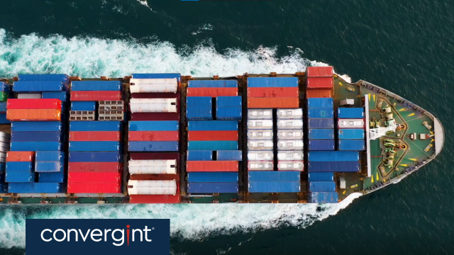 Birds eye view of a container ship